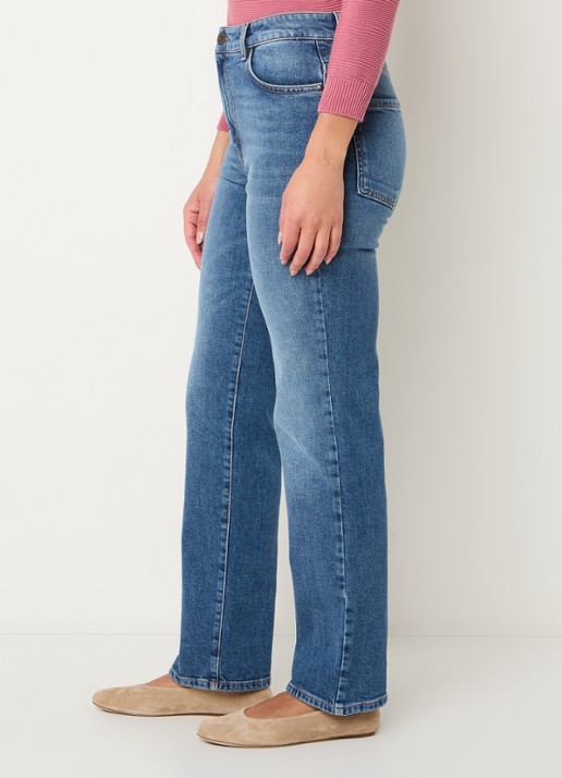 Max Mara High waist slim fit jeans met medium wassing - detail 2 indigo