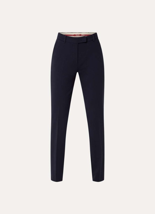 Max Mara High waist slim fit pantalon van jersey met steekzakken - voorkant 3 donkerblauw