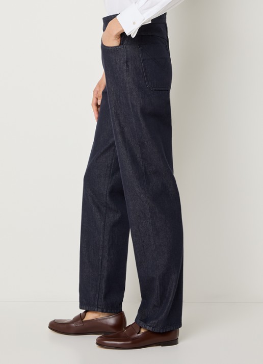 Max Mara High waist straight leg jeans met donkere wassing - detail 5 indigo