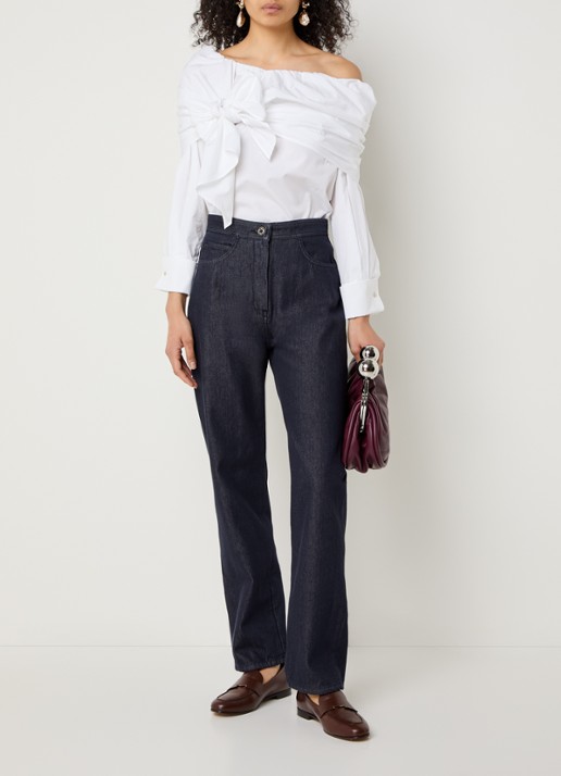 Max Mara High waist straight leg jeans met donkere wassing - voorkant 2 indigo