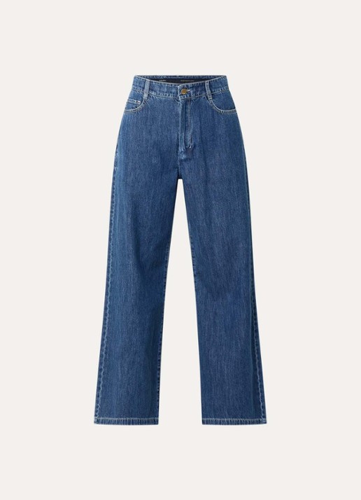 Max Mara High waist straight leg jeans met medium wassing - voorkant 2 indigo