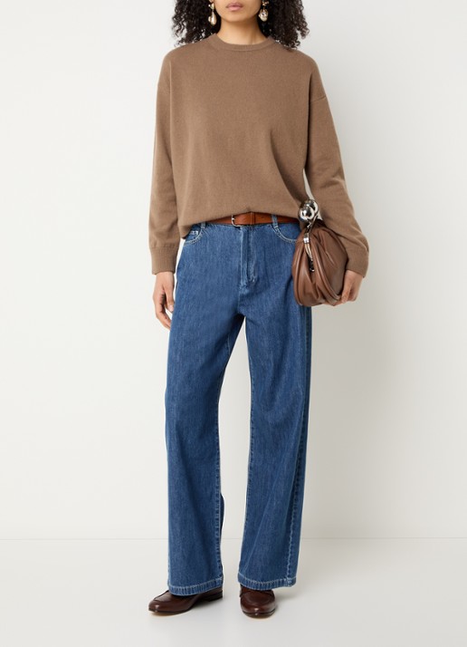 Max Mara High waist straight leg jeans met medium wassing - voorkant 3 indigo