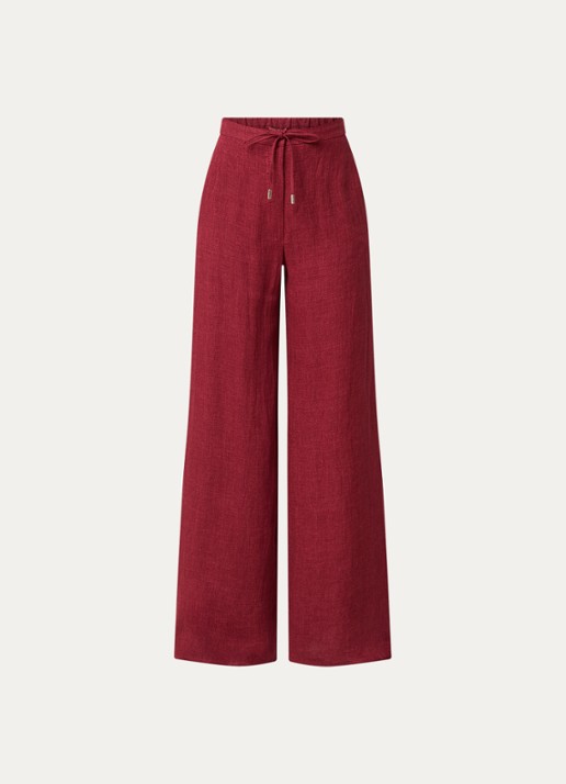Max Mara High waist wide fit broek met steekzakken - voorkant cranberryrood