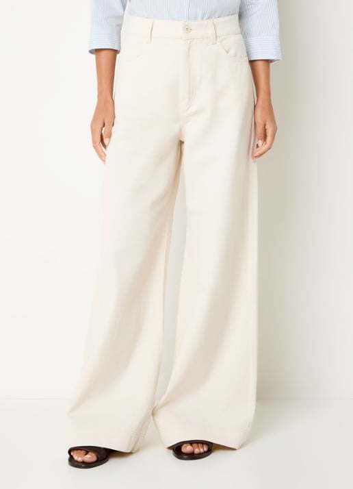 Max Mara High waist wide fit jeans met gekleurde wassing - detail 4 gebroken wit
