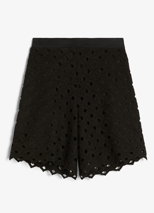 Max Mara High waist wide fit korte broek met cut out detail - voorkant 5 zwart