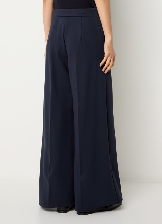 Max Mara High waist wide fit pantalon met steekzakken - achterkant 4 donkerblauw