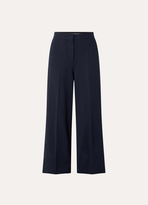 Max Mara High waist wide fit pantalon met steekzakken - voorkant donkerblauw