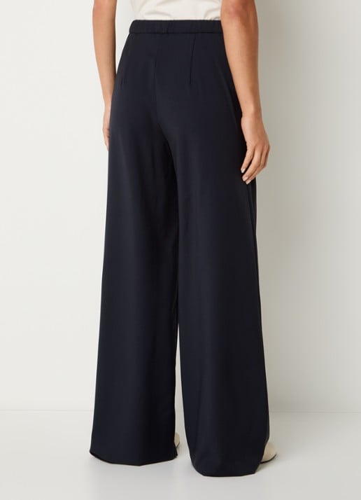 Max Mara High waist wide fit pantalon met steekzakken - achterkant 3 donkerblauw