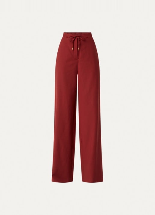 Max Mara High waist wide fit pantalon met steekzakken - voorkant 2 steenrood