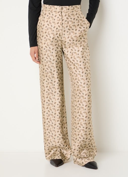 Max Mara High waist wide fit pantalon van zijde met paisley dessin