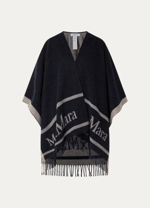 Max Mara Hilde poncho van wol met logoprint