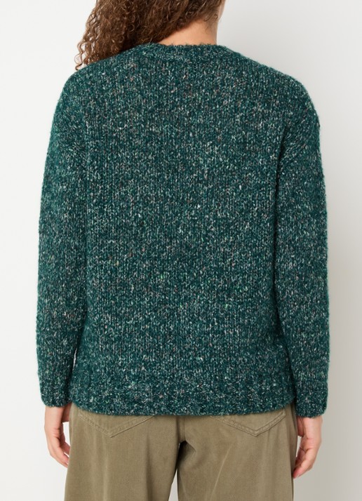 Max Mara Hobby grofgebreide trui in alpaca wolblend - achterkant donkergroen