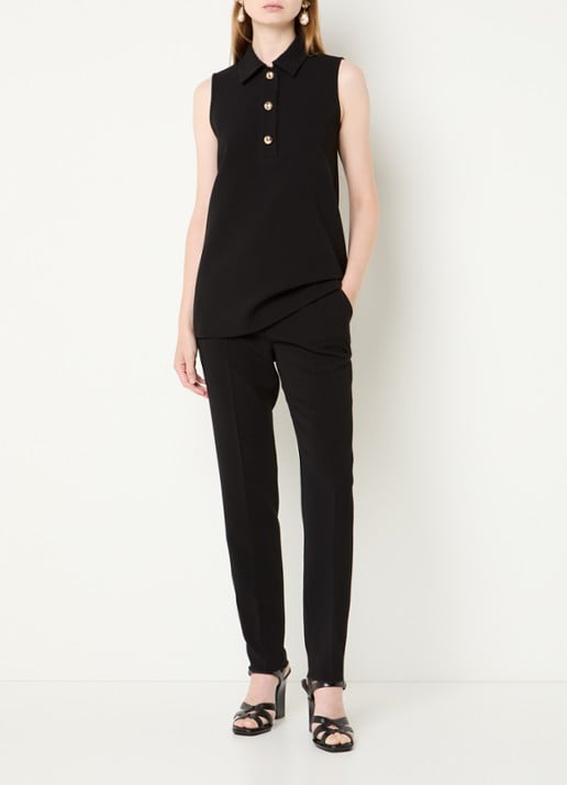 Max Mara Jerta high waist slim fit pantalon met steekzakken  - voorkant 4 zwart