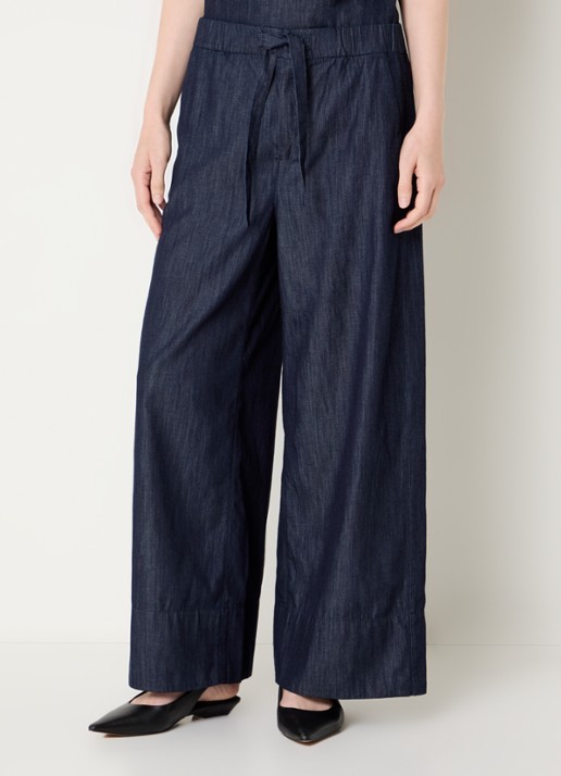 Max Mara Jour high waist wide fit broek van denim met strikceintuur