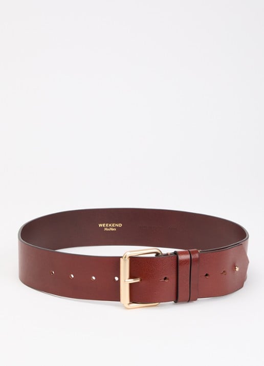 Max Mara Kacarnet riem van leer  - voorkant kastanjebruin