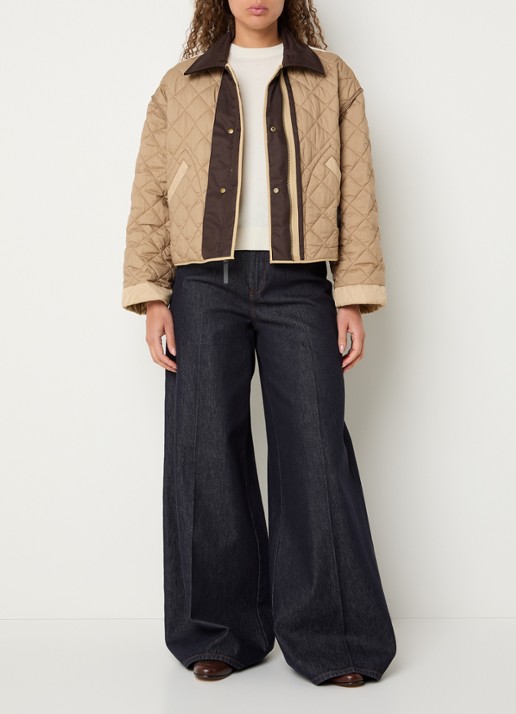 Max Mara Kaki gewatteerd jack met quilt patroon - voorkant 3 beige