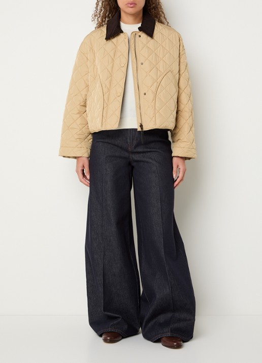 Max Mara Kaki gewatteerd jack met quilt patroon - voorkant 4 beige
