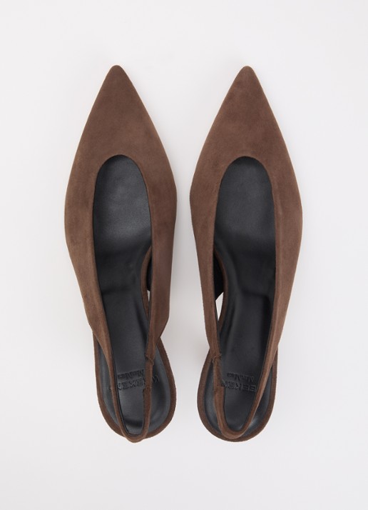 Max Mara Kaorma slingback van geitensuède - detail 4 chocoladebruin
