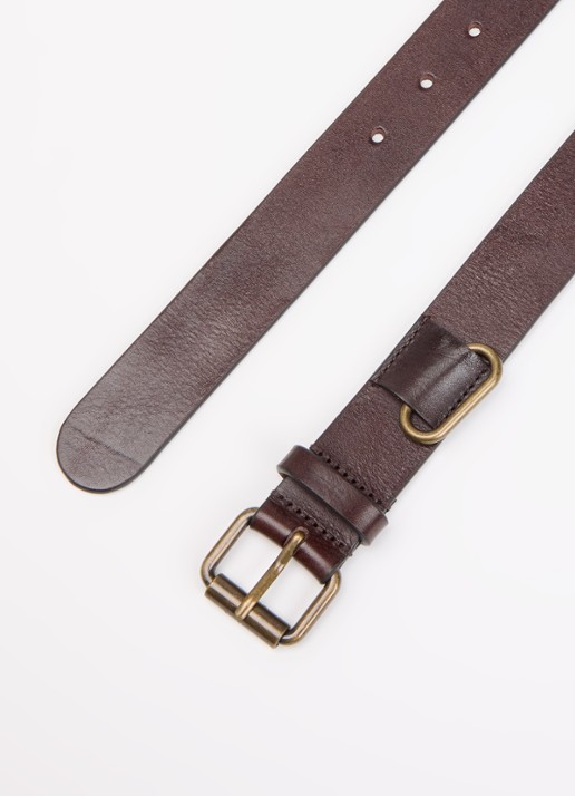 Max Mara Kasaiso riem van leer - detail donkerbruin
