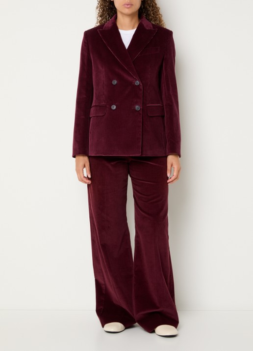 Max Mara Katanga double-breasted blazer van corduroy - voorkant 3 bordeauxrood