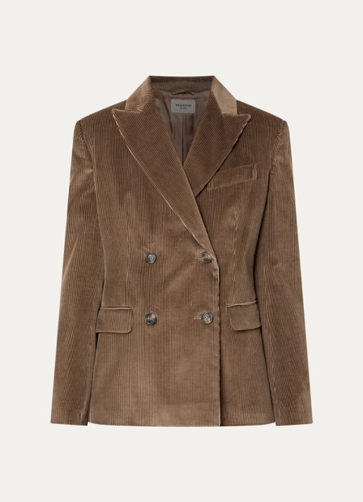 Max Mara Katanga double-breasted blazer van corduroy - voorkant 2 lichtbruin