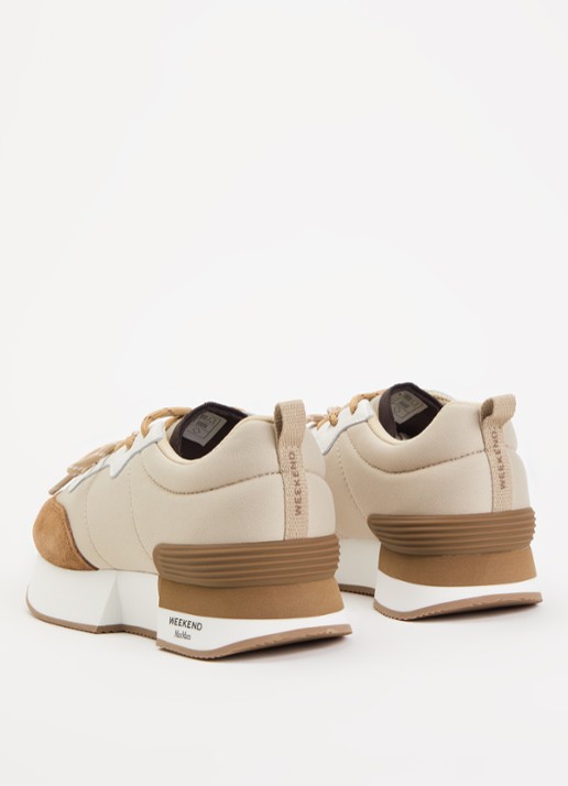Max Mara Kazambra sneaker met leren details en logo - achterkant 5 beige