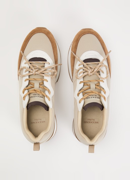 Max Mara Kazambra sneaker met leren details en logo - detail 3 beige