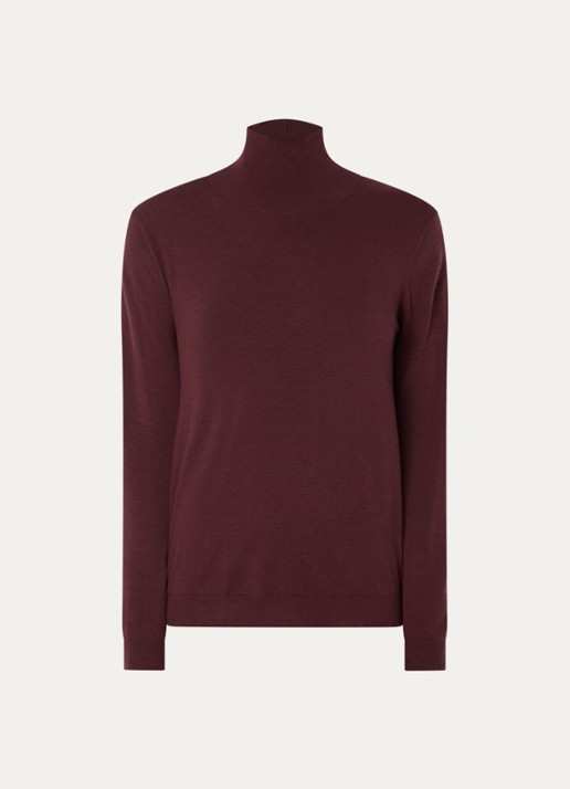 Max Mara Kiku fijngebreide trui in zijdeblend met col - voorkant 2 bordeauxrood