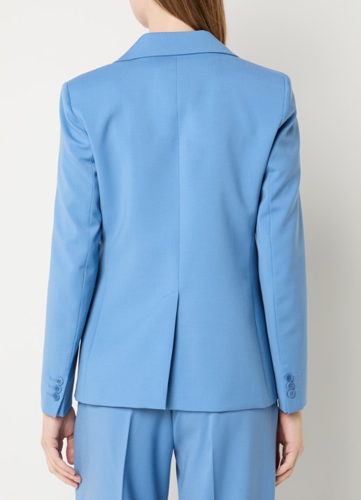 Max Mara Lamine blazer van scheerwol met schoudervulling en klepzakken - achterkant 4 lichtblauw