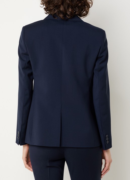 Max Mara Lamine blazer van scheerwol met schoudervulling en klepzakken - achterkant blauw