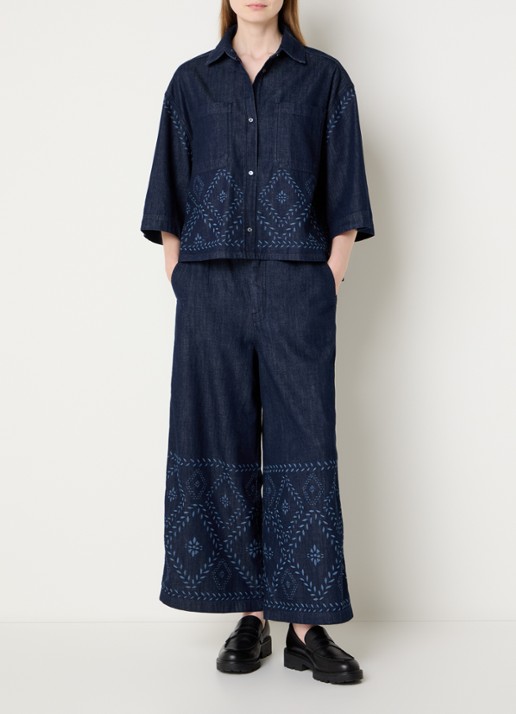 Max Mara Lampada high waist wide leg jeans met donkere wassing - voorkant 3 indigo