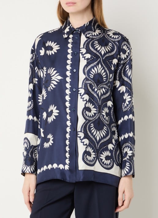 Max Mara Lastra blouse van zijde met print en borstzak