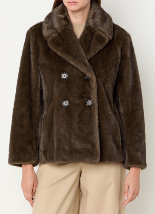 Max Mara Laura mantel van imitatiebont met steekzakken - detail 3 bruin