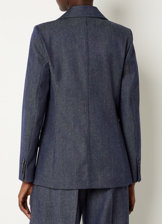 Max Mara Locarno double-breasted blazer van scheerwol met klepzakken - achterkant 4 donkerblauw