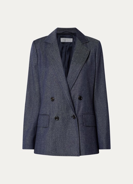 Max Mara Locarno double-breasted blazer van scheerwol met klepzakken - voorkant 2 donkerblauw