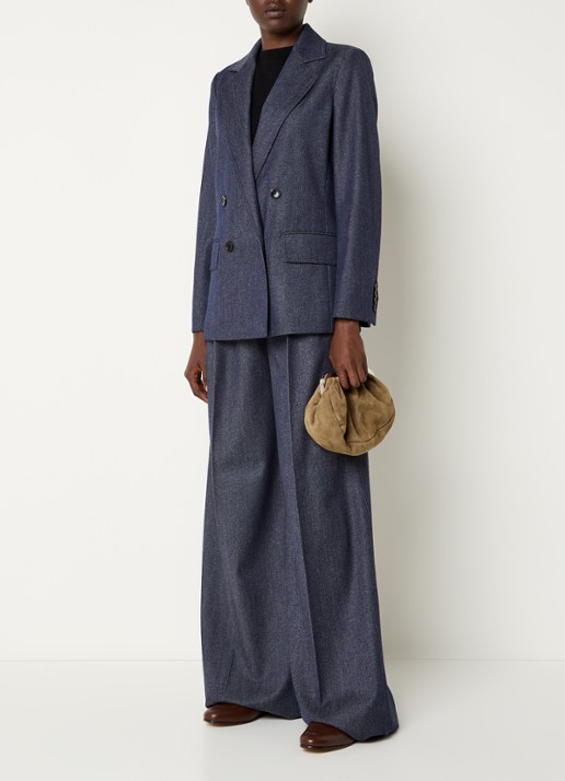 Max Mara Locarno double-breasted blazer van scheerwol met klepzakken - voorkant 3 donkerblauw