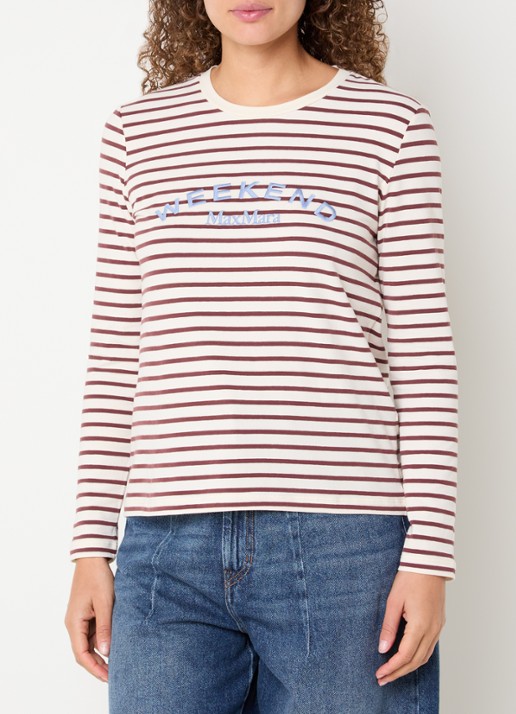 Max Mara Longsleeve met logoprint - detail 3 bordeauxrood
