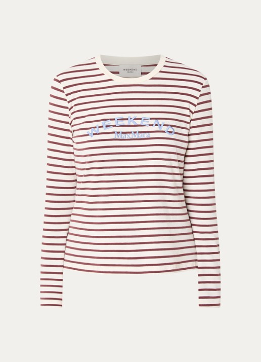 Max Mara Longsleeve met logoprint - voorkant bordeauxrood