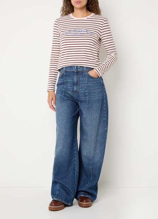 Max Mara Longsleeve met logoprint - voorkant 2 bordeauxrood