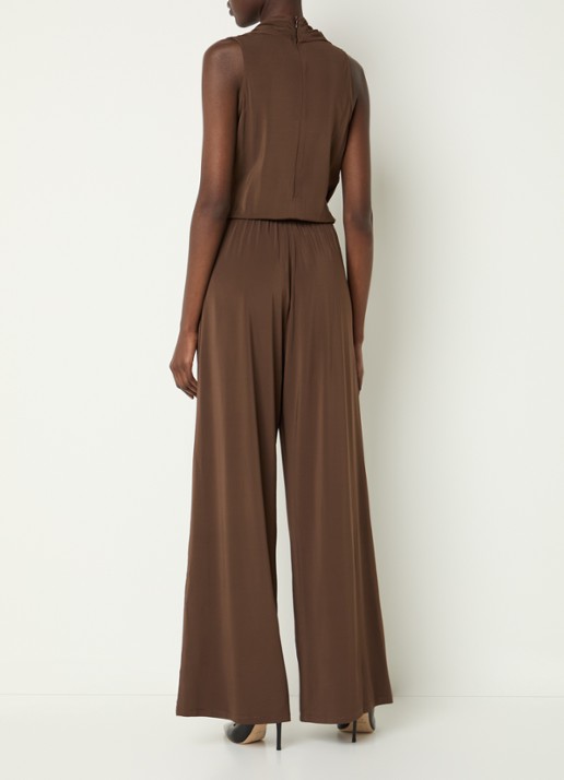 Max Mara Loose fit jumpsuit met watervalhals - achterkant donkerbruin