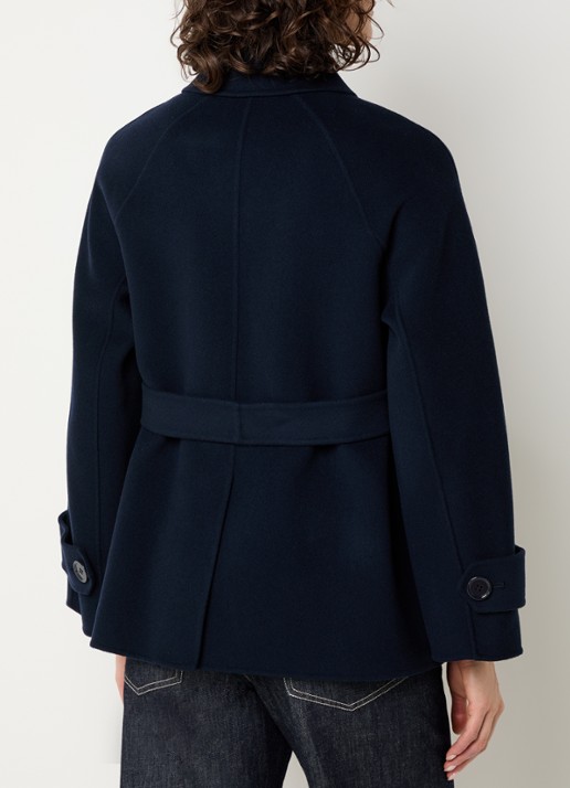 Max Mara Louise double-breasted mantel van scheerwol - achterkant donkerblauw