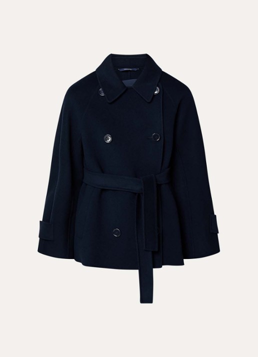 Max Mara Louise double-breasted mantel van scheerwol - voorkant 2 donkerblauw