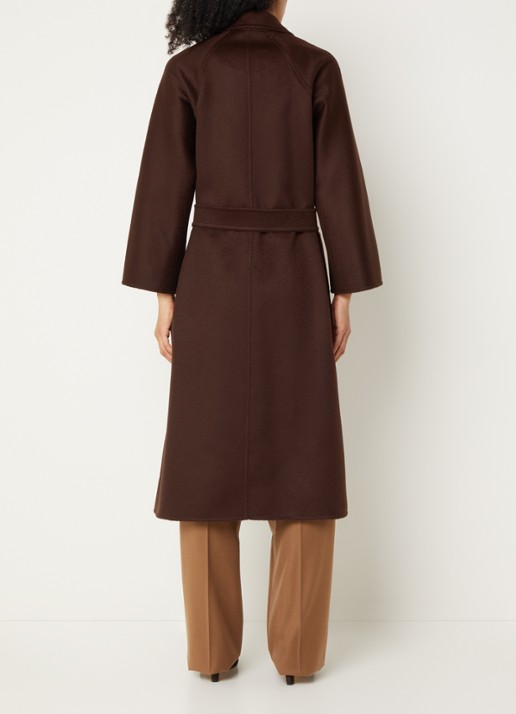 Max Mara Ludmilla mantel van kasjmier met strikceintuur - achterkant 2 bruin