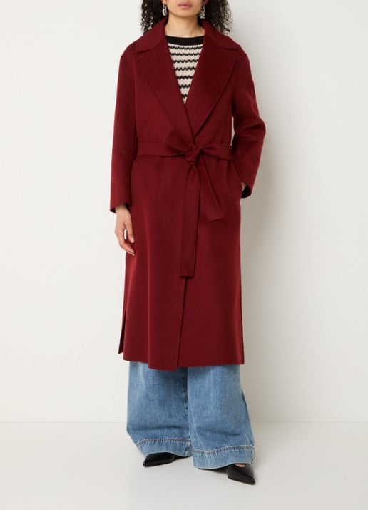Max Mara Luna mantel van scheerwol met strikceintuur