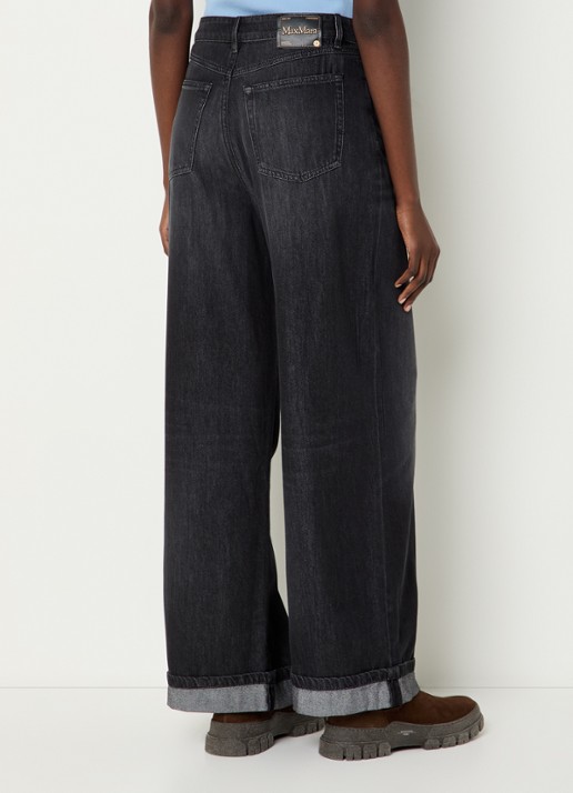 Max Mara Lusso mid waist straight leg jeans met gekleurde wassing  - achterkant 5 zwart
