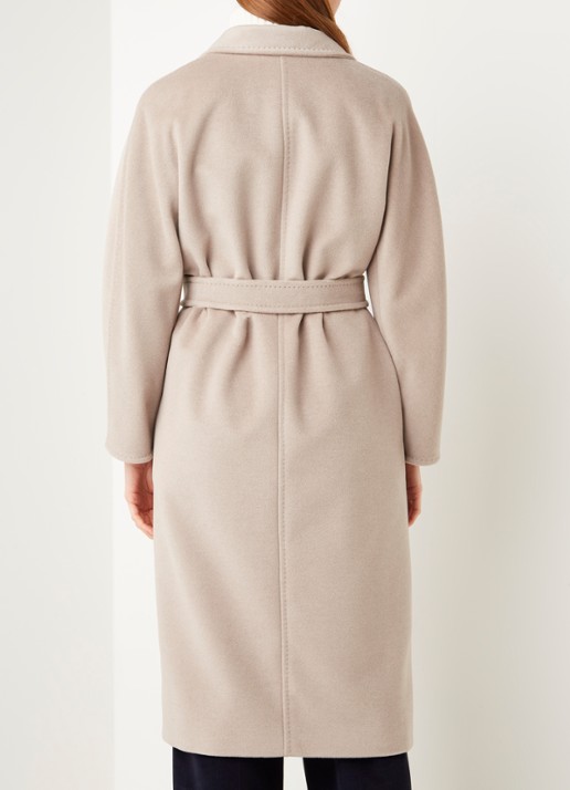 Max Mara Madame mantel in wolblend met strikceintuur - achterkant 3 beige