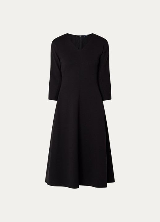 Max Mara Madesso Midi A-lijn jurk met V-hals - voorkant 2 zwart