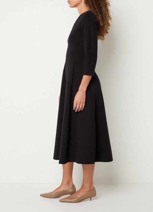 Max Mara Madesso Midi A-lijn jurk met V-hals - voorkant 3 zwart