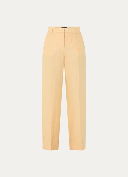 Max Mara Malizia high waist wide fit pantalon van linnen - voorkant 2 geel