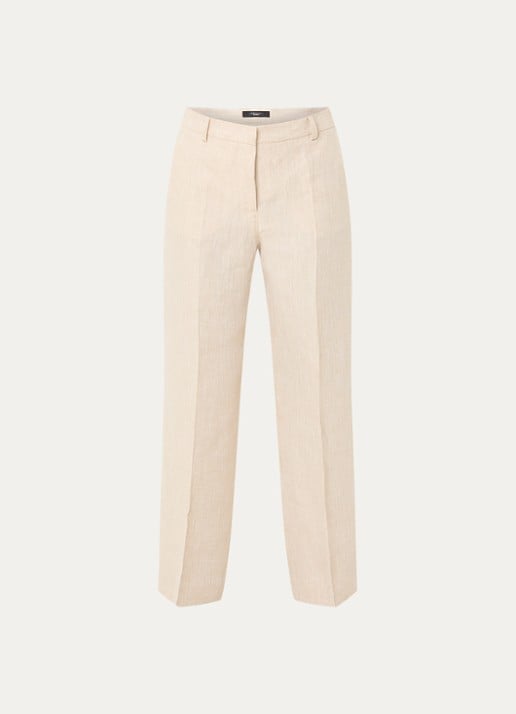 Max Mara Malizia high waist wide fit pantalon van linnen - voorkant 2 gebroken wit